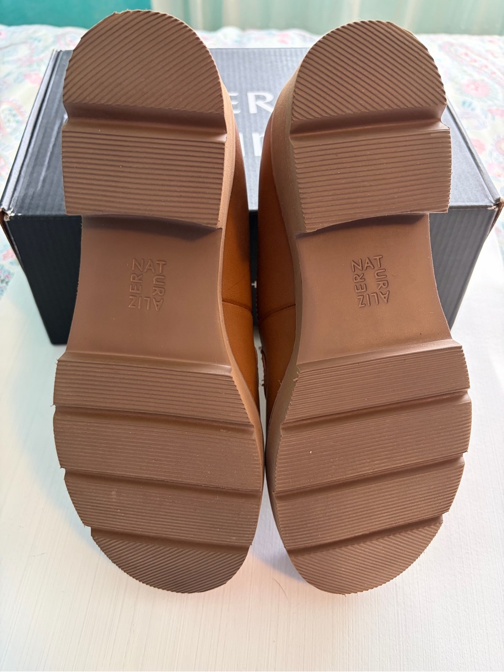 Naturalizer Cabaret Englishtea Camel Brown Synthetic Platform Slip-On Loafers - Picture 5 of 7